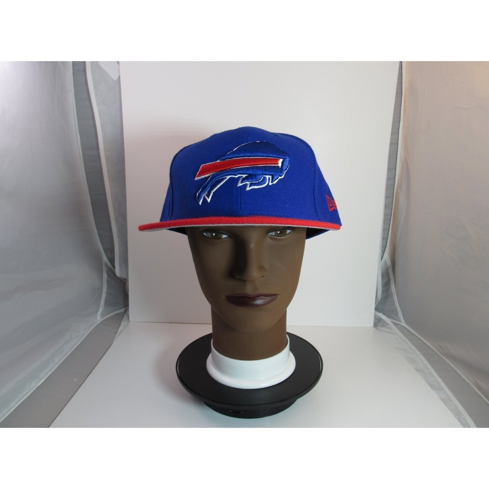Buffalo Bills Hat New Era 59FIFTY Men's 7 3/4 Fitted Blue Red Flat Brim NFL Cap